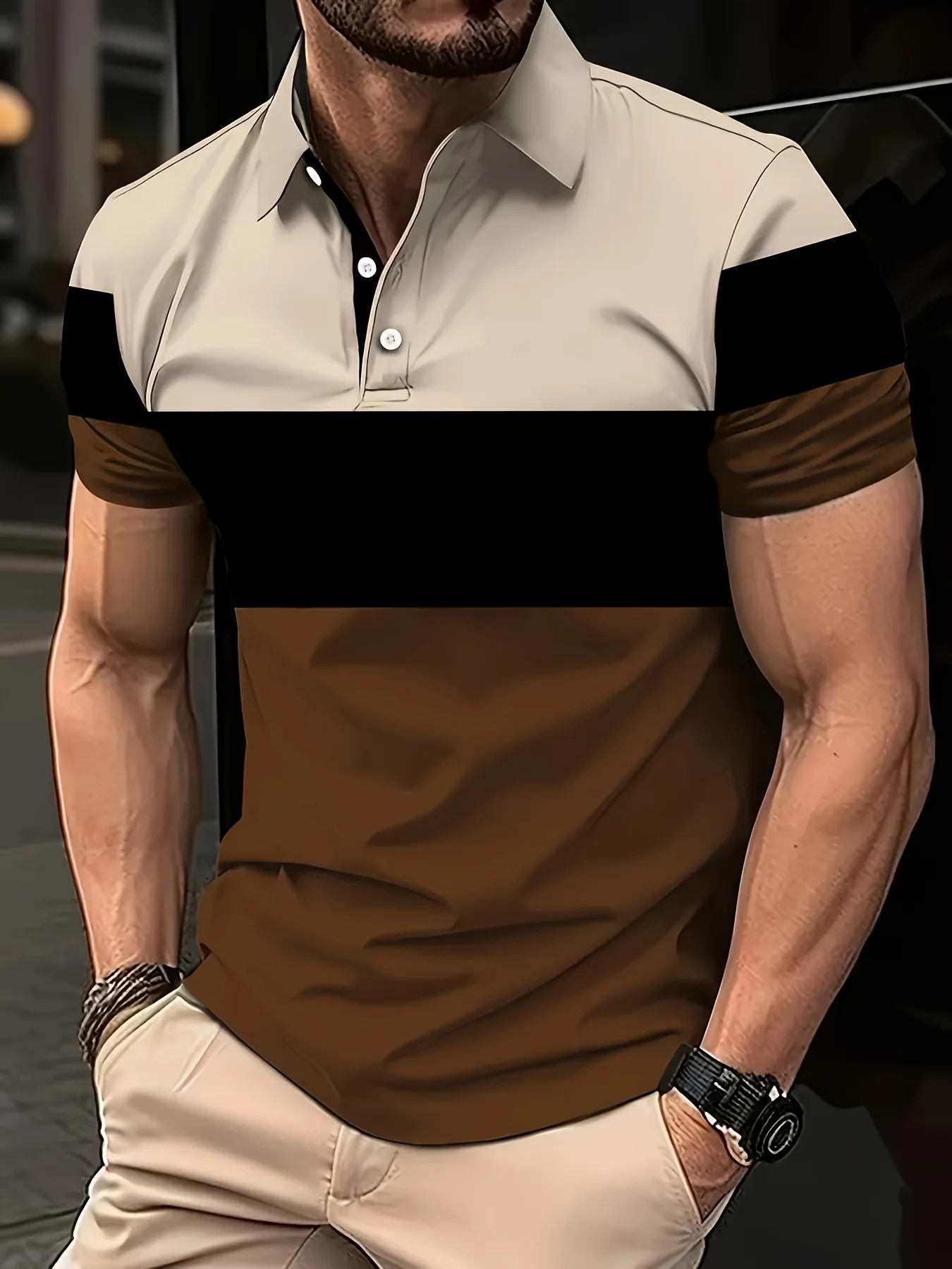 2026 Summer New Style Men's Short-Sleeved Polo Shirt With 3D Pattern Printing For Street Casual Fashion And Breathability