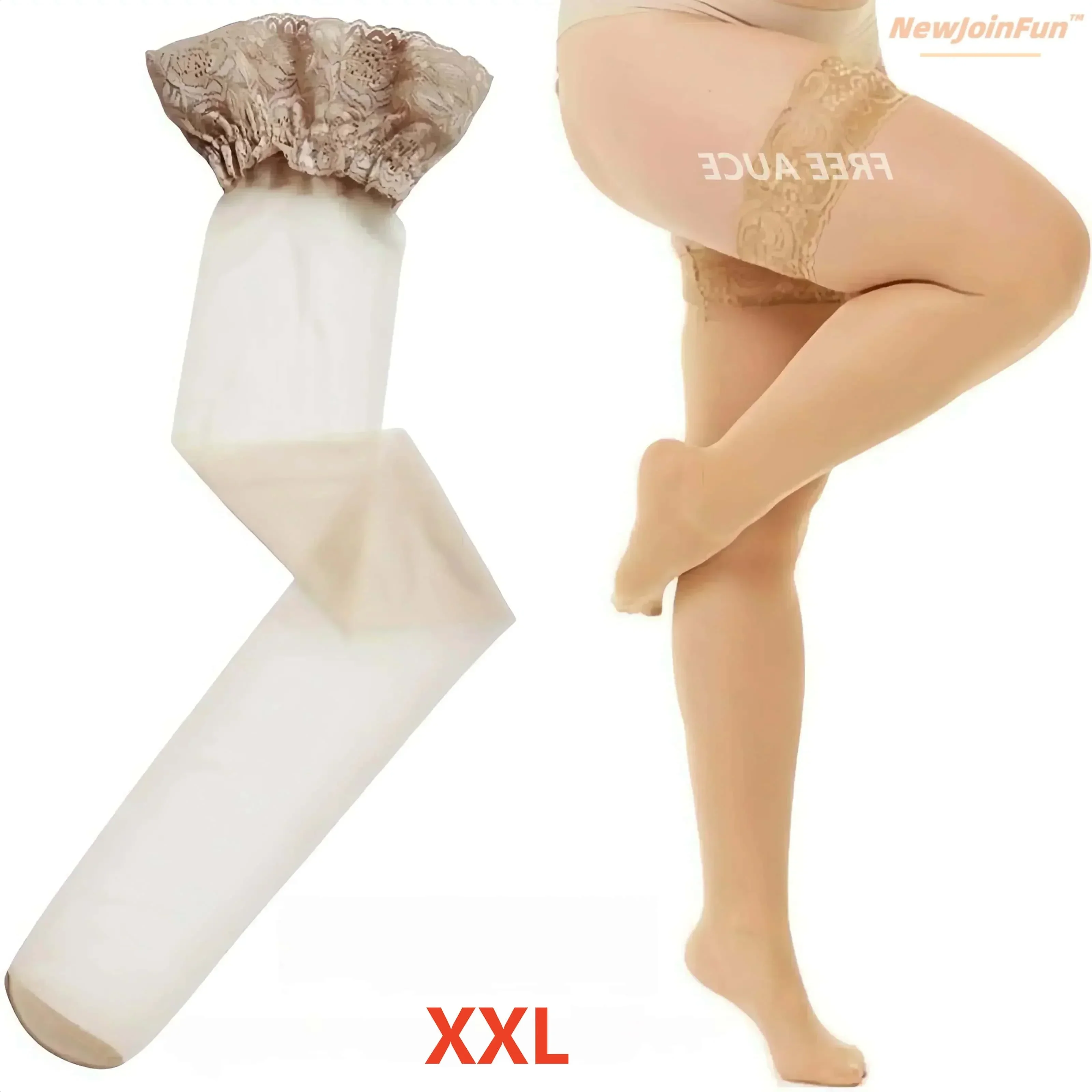 

Elastic Plus Size Over Knee Thigh High Socks for Women Lace Sock XXXXL Sexy Black White Long Fishnet Stockings with Anti-slip