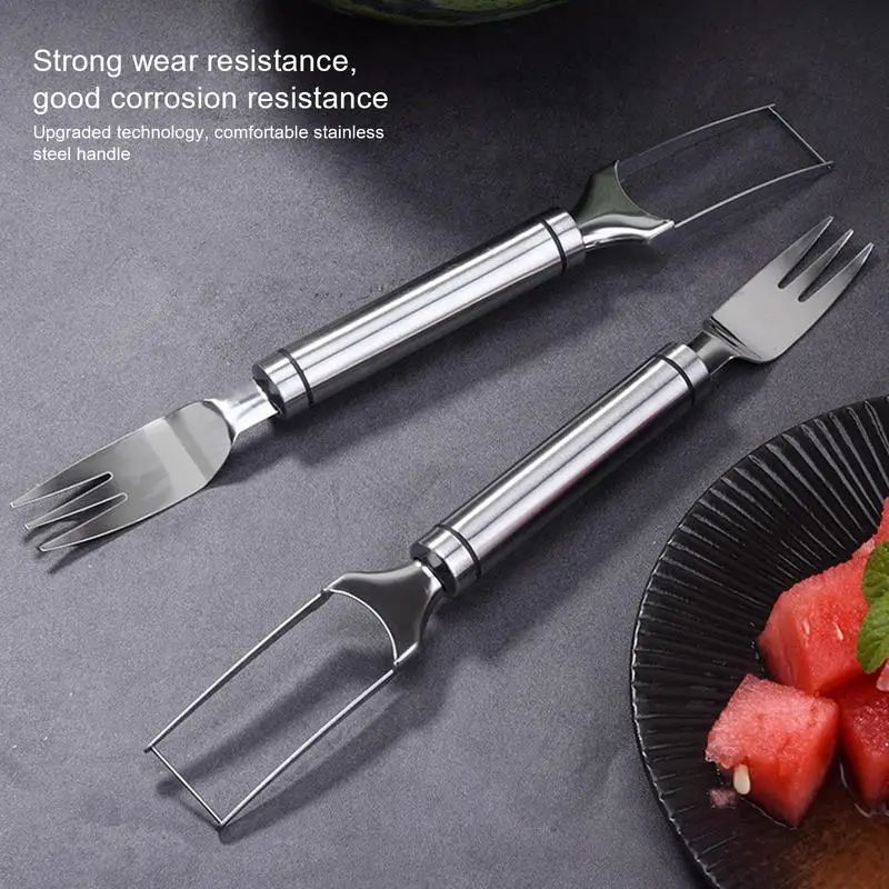 Watermelon Windmill Cutter Salad Fruit Slicer Cutter Tool Watermelon Digger Dual Head Watermelon Fork Fruit Divider Cutting Fork