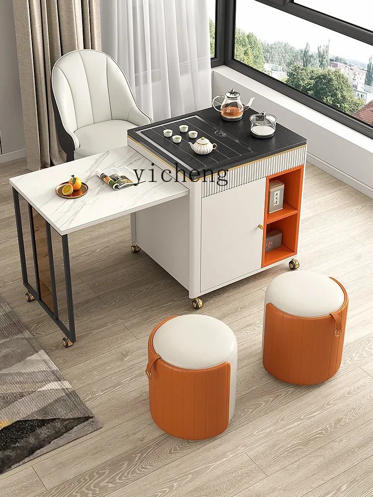 ZC telescopic tea table fire stone household tea cabinet multi-functional smart coffee table living room balcony tea table