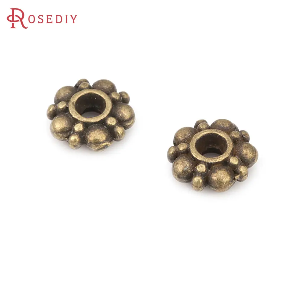 Antique Bronze Zinc Alloy Round Flower Spacer Beads Bracelet Beads Diy Jewelry Making Supplies Necklace Earrings Accessories