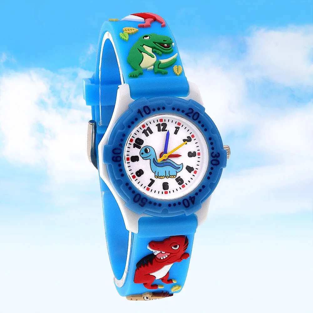 

Kids Dinosaur Themed Digital Quartz Watch Silicone Strap Educational Wristwatch