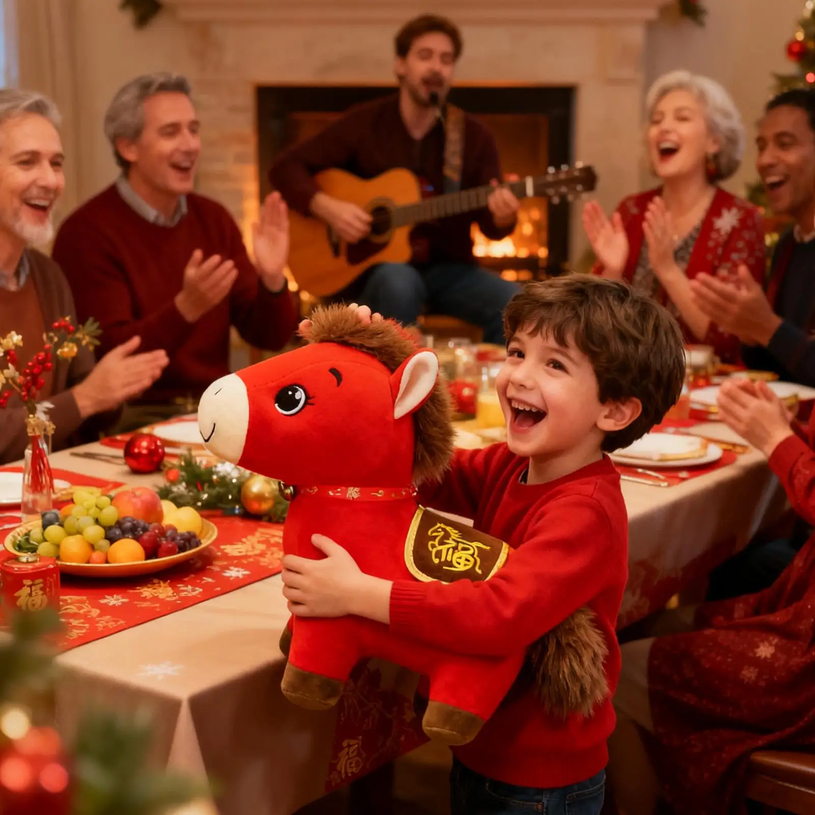 

Lucky Horse, плюшевая, 2026, красная, удобная обнимающая кукла, милая лошадь, чучело для семьи, друзей, дня рождения, китайского Рождества