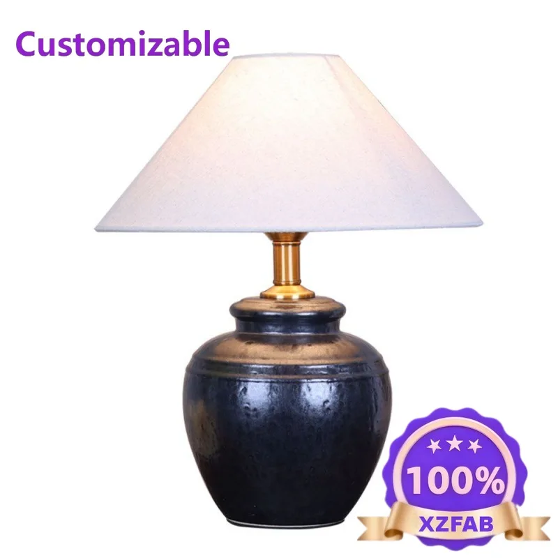 Factory Direct 2026 New Chinese-style wabi wind bedside lamp B & B rooms ceramic living room bedroom decoration