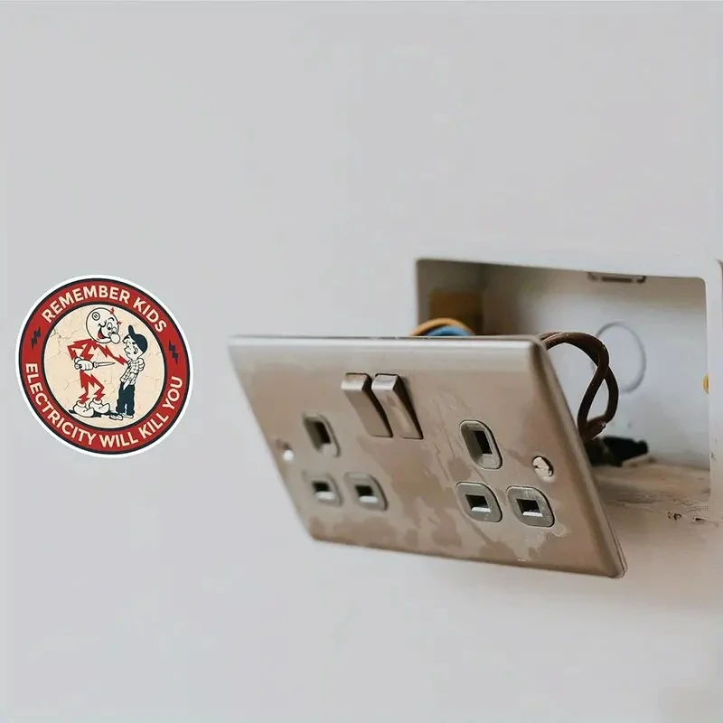 3PCS Electric Shock Awareness Stickers -Remember: Electricity Kills-Humorous Caution Decals for Electricians, Hard Hats, Laptops