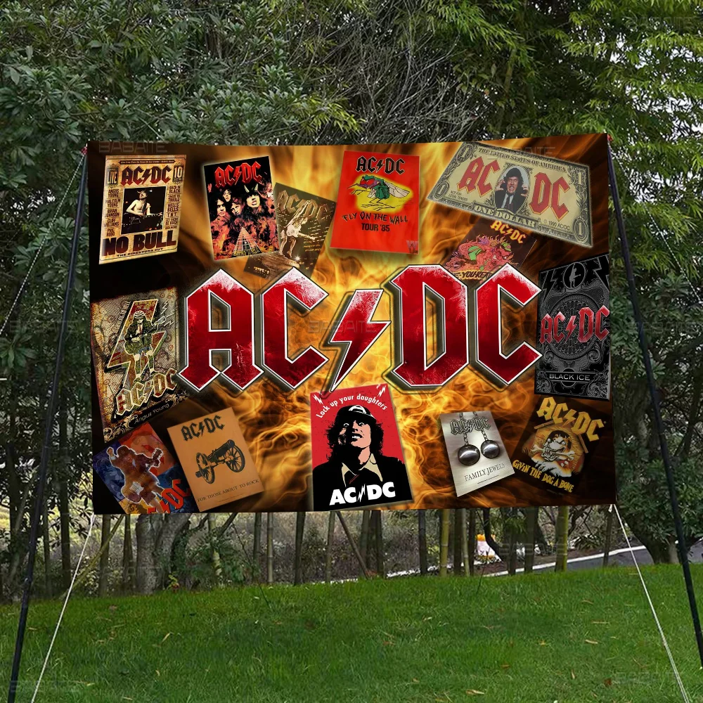 Rock Singer A-AC D-DC Band High End Quality Banner Printing Artistic Atmosphere Style Camping Flag