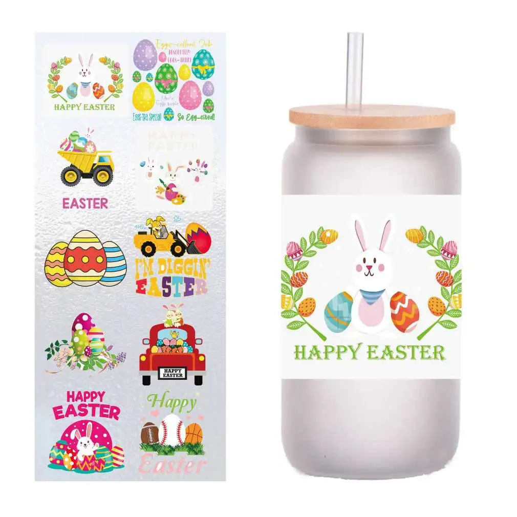 

10 four-inch cartoon cute easter UV transfer stickers crystal label glass glass sticker customization