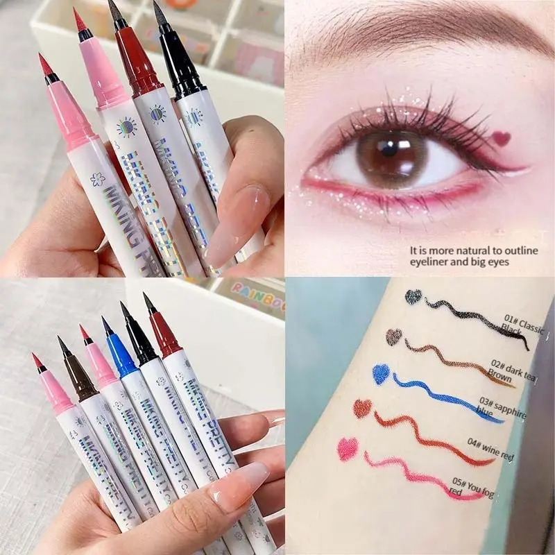 Multi-color Waterproof Non-smudge Eyeliner Glue Pen 5-piece Set Ultra-fine Sponge Head Color Eyeliner