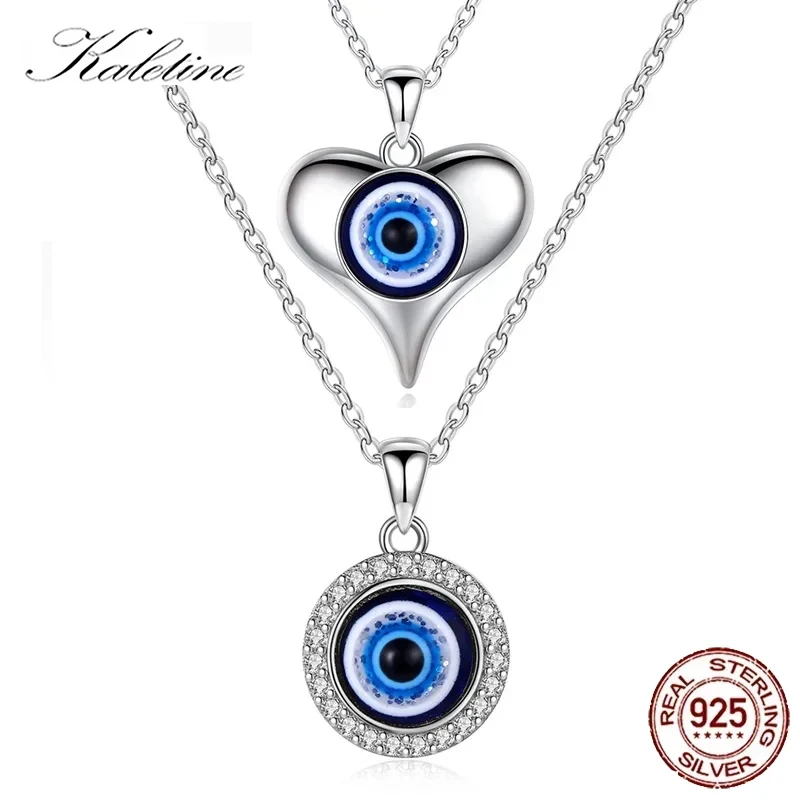 

KALETINE Fashion Turkish Evil Eye Necklace Pendant 925 Sterling Silver Choker For Women Accessories Luck Friendship Jewelry Gift