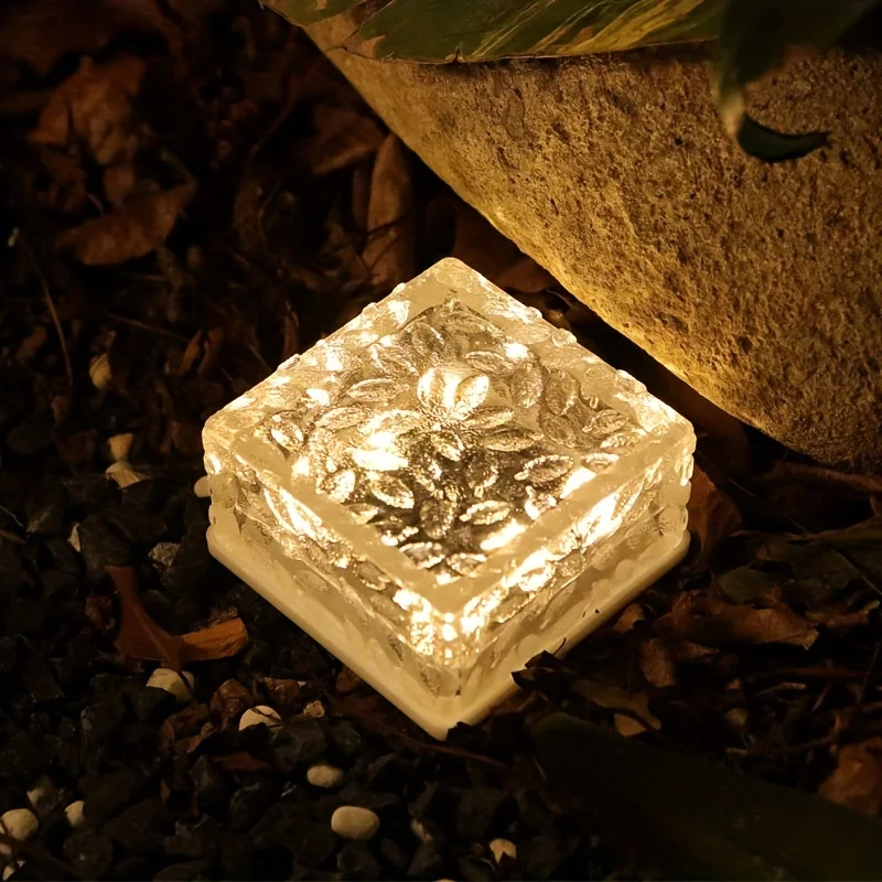 

Solar Ice Brick Light Outdoor LED Garden Decorative Lights 10x10X5cm Acrylic Solar Charging Step Stair Outside Cube Garden Lamp