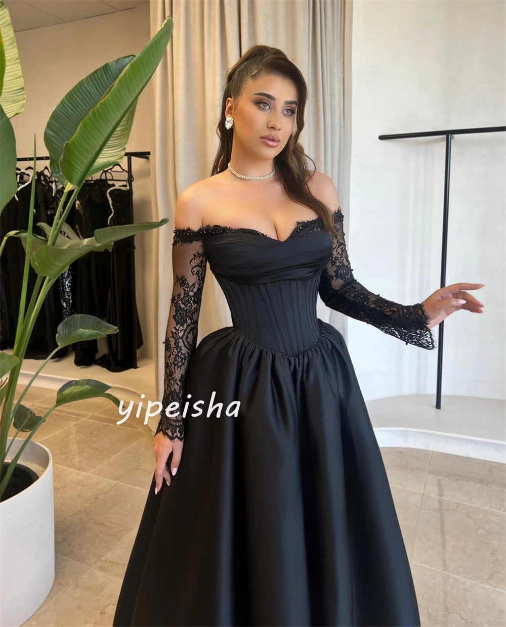 Modern Style Sexy Jersey Pleat Ruched Draped A-line Off-the-shoulder Long Dresses Quinceanera Dresses Sizes Available Retro