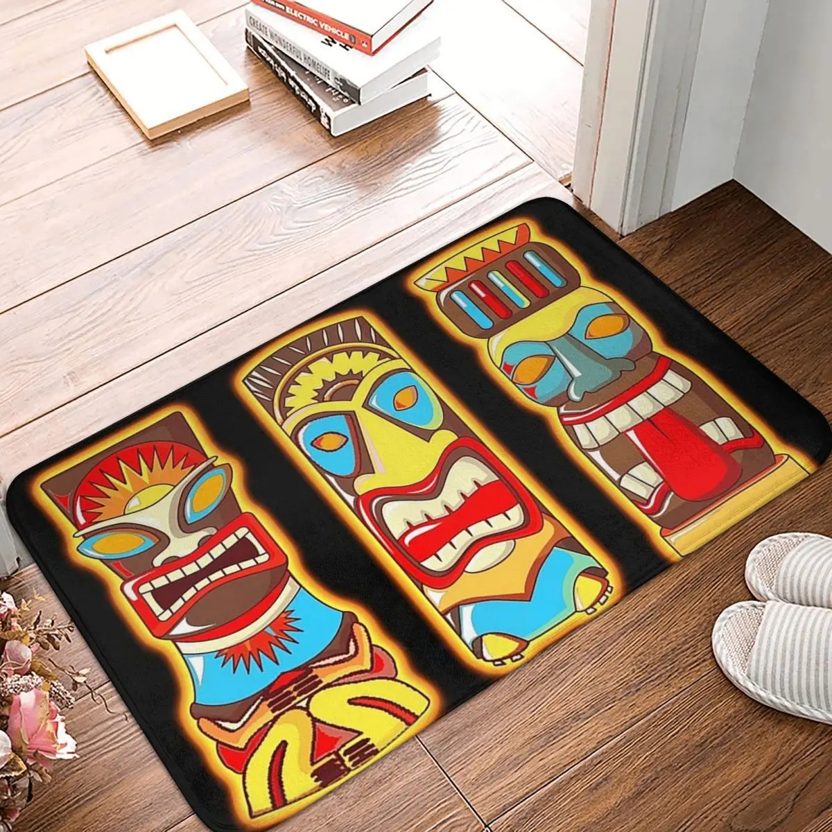 Tiki Gods Totems Idols Retro Tropical Polynesian Anti-slip Doormat Floor Mat  Carpet Rug for Kitchen Entrance Home Footpad Mats