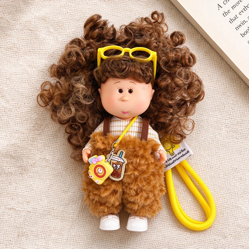 14cm Explosion Head Curly Potato Doll Cute Bags Suitcases Pendant Girl's Birthday Children's Day Gift Ornament Vinyl Doll Toys