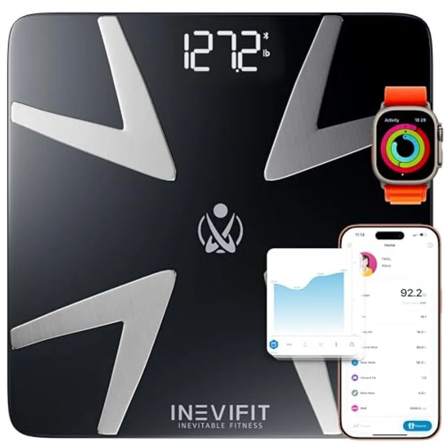 

Умные весы для измерения жира в организме: высокоточный Bluetooth-анализатор состава тела для ванной комнаты, измеряет вес, жировые отложения, водный баланс и мышечную массу.