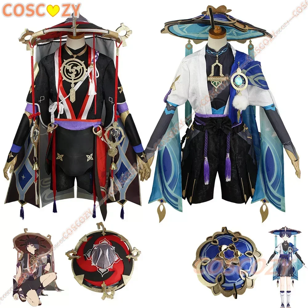 Genshin Impact planchers amouche Cosplay Costume pour hommes et femmes, jeu d'anime, chapeau, perruque, Halloween