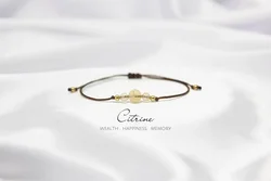 Pulsera de cristal Natural de citrino, regalo personalizado para ella, piedra natal de noviembre, cuentas ajustables