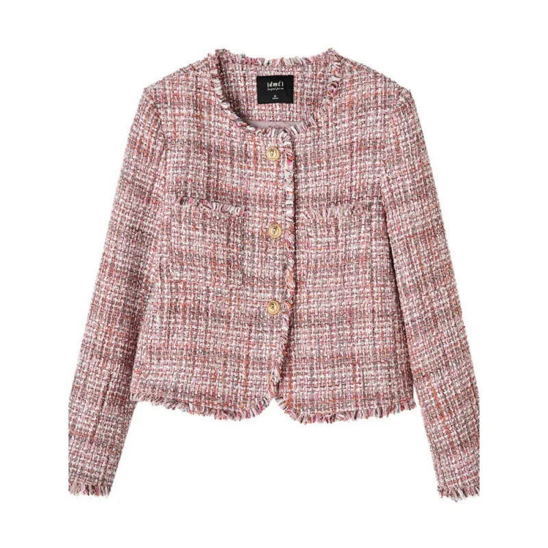 Women's Pink Fragrant Short Coat 2026 New Spring and Autumn Season Tassel Top
