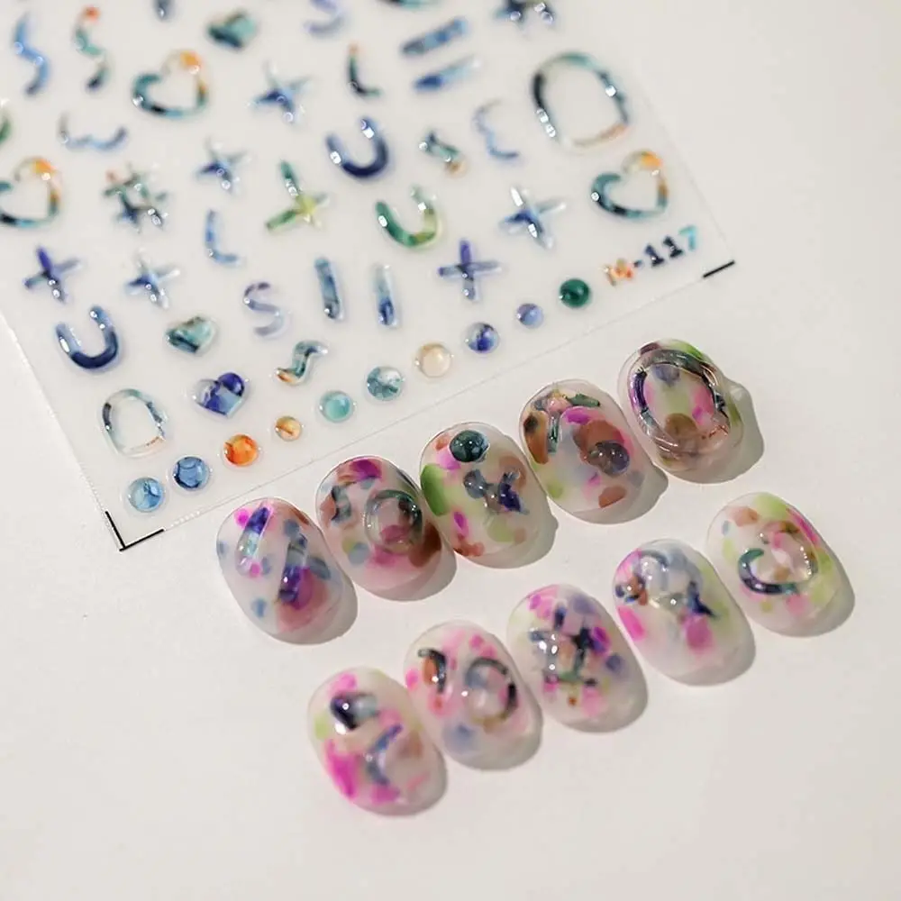 Jelly Cartoon Nail Stickers, Padrão De Sorriso, Em Forma De Borboleta, Decalques De Unhas De Urso, Padrão De Sobremesa De Bolo, Coração Do Amor