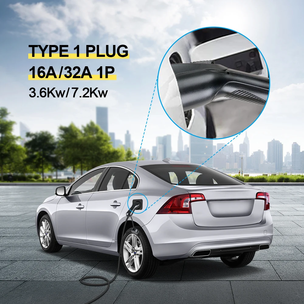 16/32A 3.6/7.2KW EV Charger Plug Adaptor Type 1 SAE J1772 Female Socket For Eletric Vehicle And Charging Station Connector