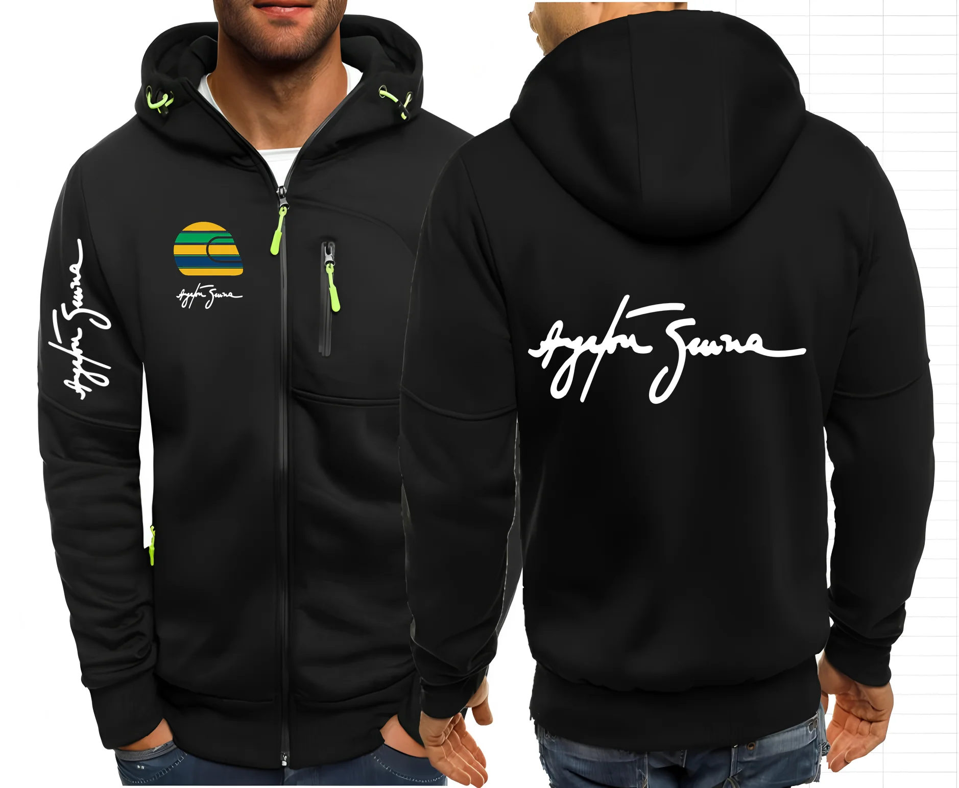 2025 Hero Ayrton Senna Racer F1 Mens Jackets Hooded Coats Casual Zipper Sweatshirts Male Men Sweatshirt Outerwear Hoodies Jacket view 4