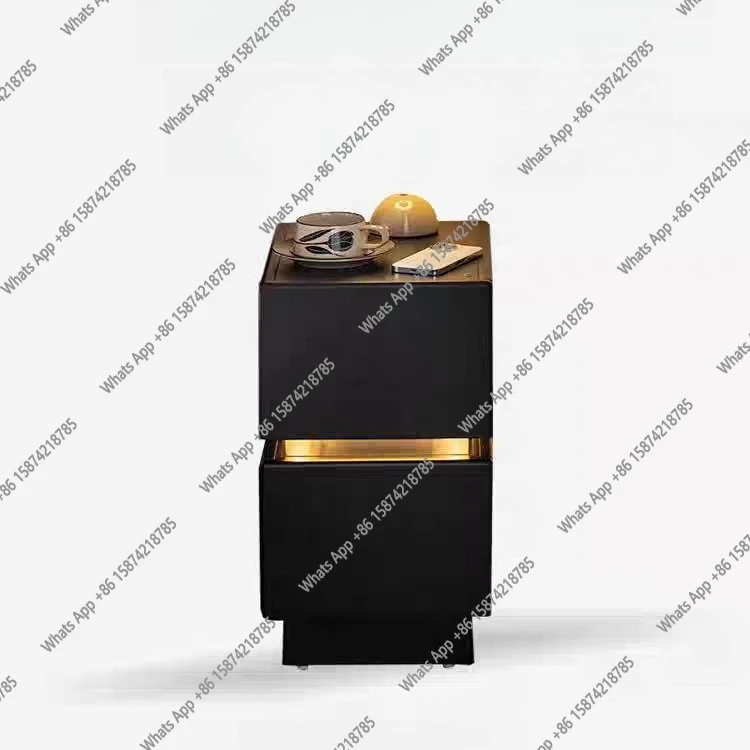 

Solid wood bedside table Small modern simple bedroom Very narrow bedside table with lamp Light luxury high-end minimalist bedsid