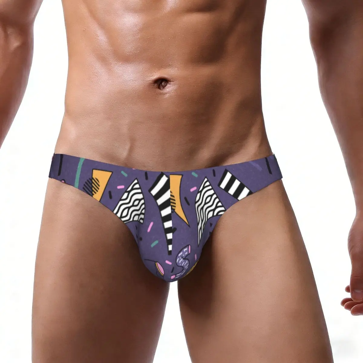 Men's Briefs Sexy Underpants Abstract- Memphis Space Geometric Retro Bikini Underwear Men Panties