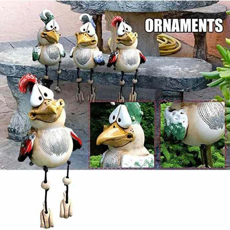 3PCS Funny Chicken Fence Decoration Statues Funny, Waterproof Resin As A Gift For Children And Also Suitable For Patio