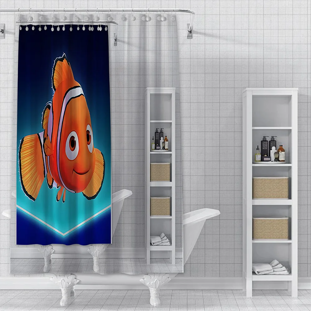 Cartoon Finding N-Nemo Fish Shower Curtain Waterproof Polyester Fabric Paint Bath Curtains Home Bathroom Decor Curtain With Hook