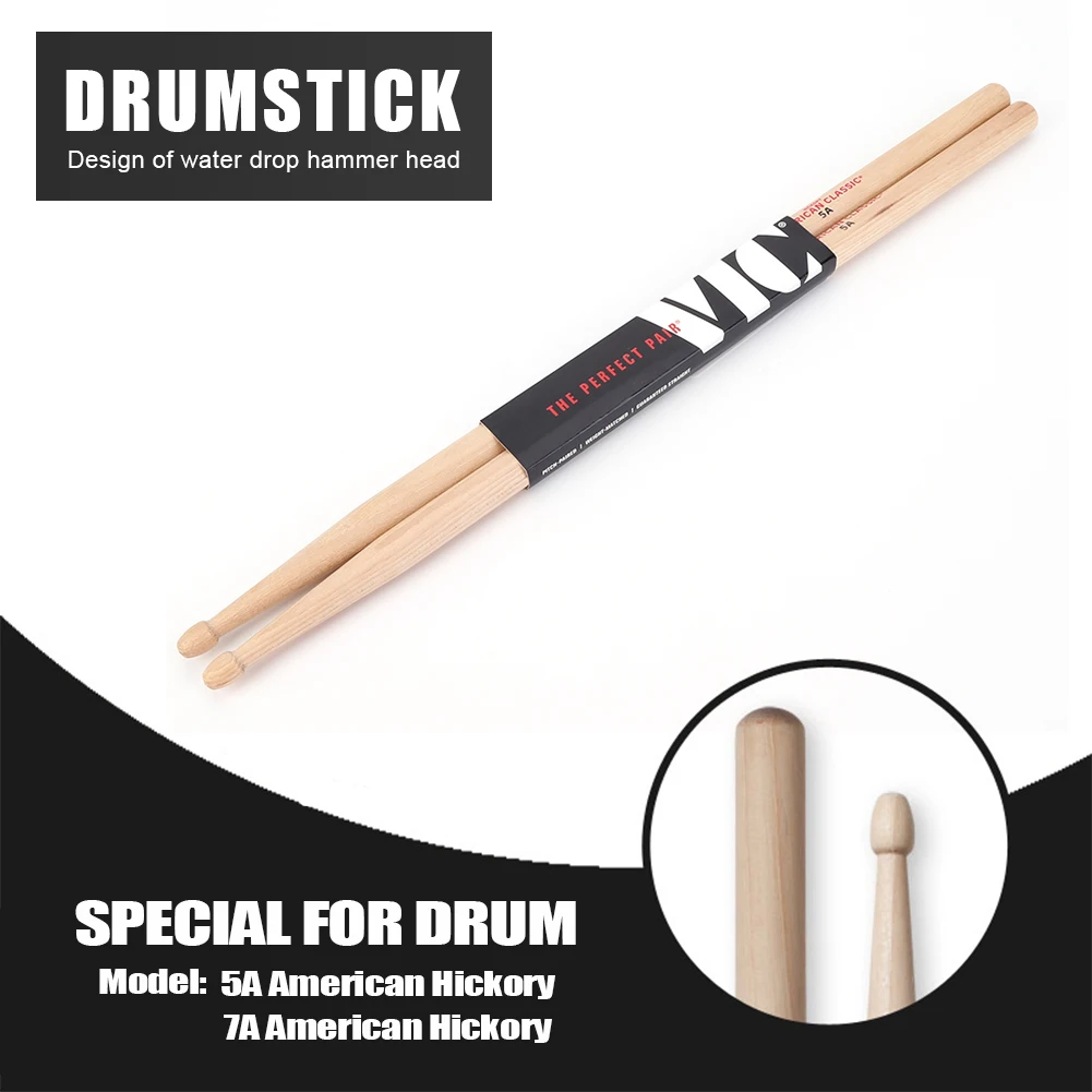 2Pcs Drum Sticks Consistent Weight and Pitch Mallets Jazz Drum Sticks American Hickory Drumsticks for Acoustic/Electronic Drums