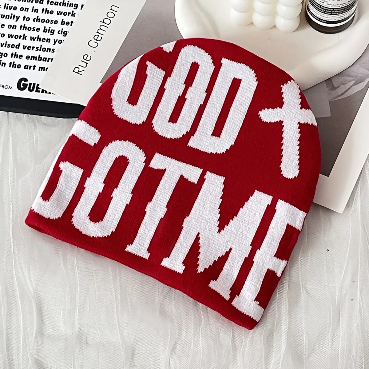 Letter Print Y2K Beanie Hats for Men's and Women's,Cool Letter Graphic  Cap,Outdoor Riding,skiing Outdoor Warm Head Hat