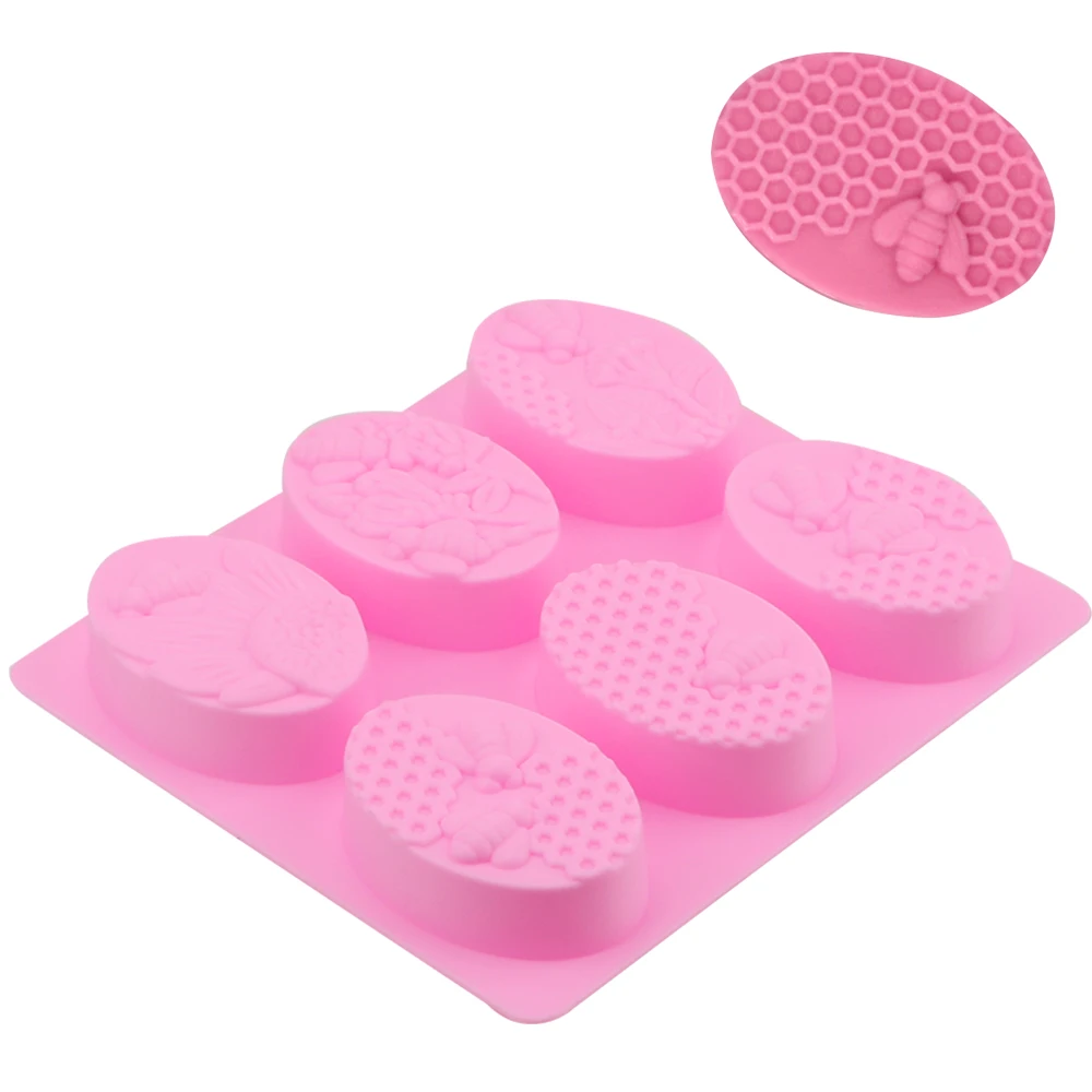 3D Insect Soap Mould DIY Handmade Craft Soap Molds Tray 6 Forms Oval Bee Soap Mold Easy To Demould Silicone