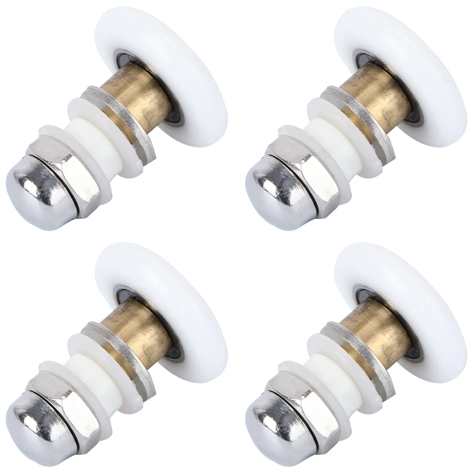 

4Pcs Glass Door Shower Rollers Heavy Duty Ultra Quiet Spring Loaded Shower Door Runners Wheels Pulleys Guides Bathroom DIY