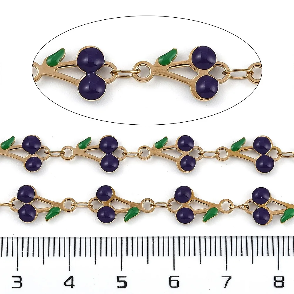 PandaHall 5m/Rolle IP 304 Edelstahl Emaille Kirschblüten-Charm-Kette, gelötet mit Spule für Halsketten- und Armbandherstellung – Detail 7