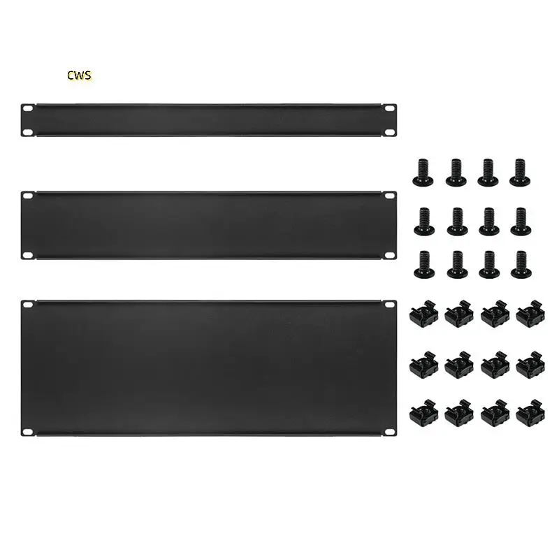 3 pces 1u 2u 4u painel em branco montagem em rack de metal, kit de painel de rack espaçador de montagem em painel de enchimento para gabinete de rack de servidor de gabinete