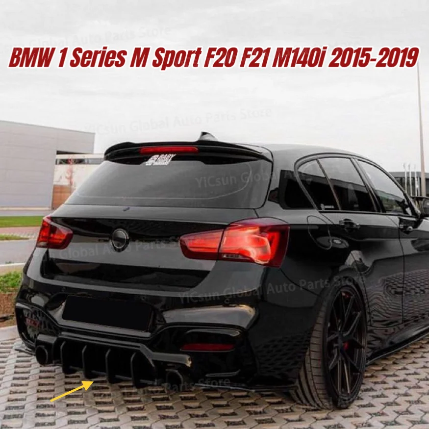 Car Rear Diffuser Bumper Rear Lip Spoiler For BMW 1 Series M Sport F20 F21 M135i M140i 2015-2019 Body Kit Tuning Gloss Black