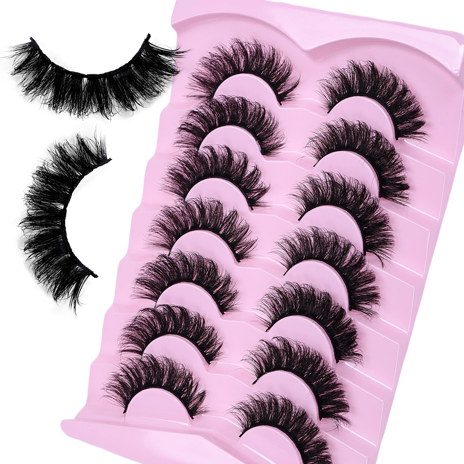 7 Pairs Cat Eye False Eyelashes Fluffy Fake Lashes Soft Reusable Faux Mink Lashes for Daily Makeup Party Eye Cosmetic