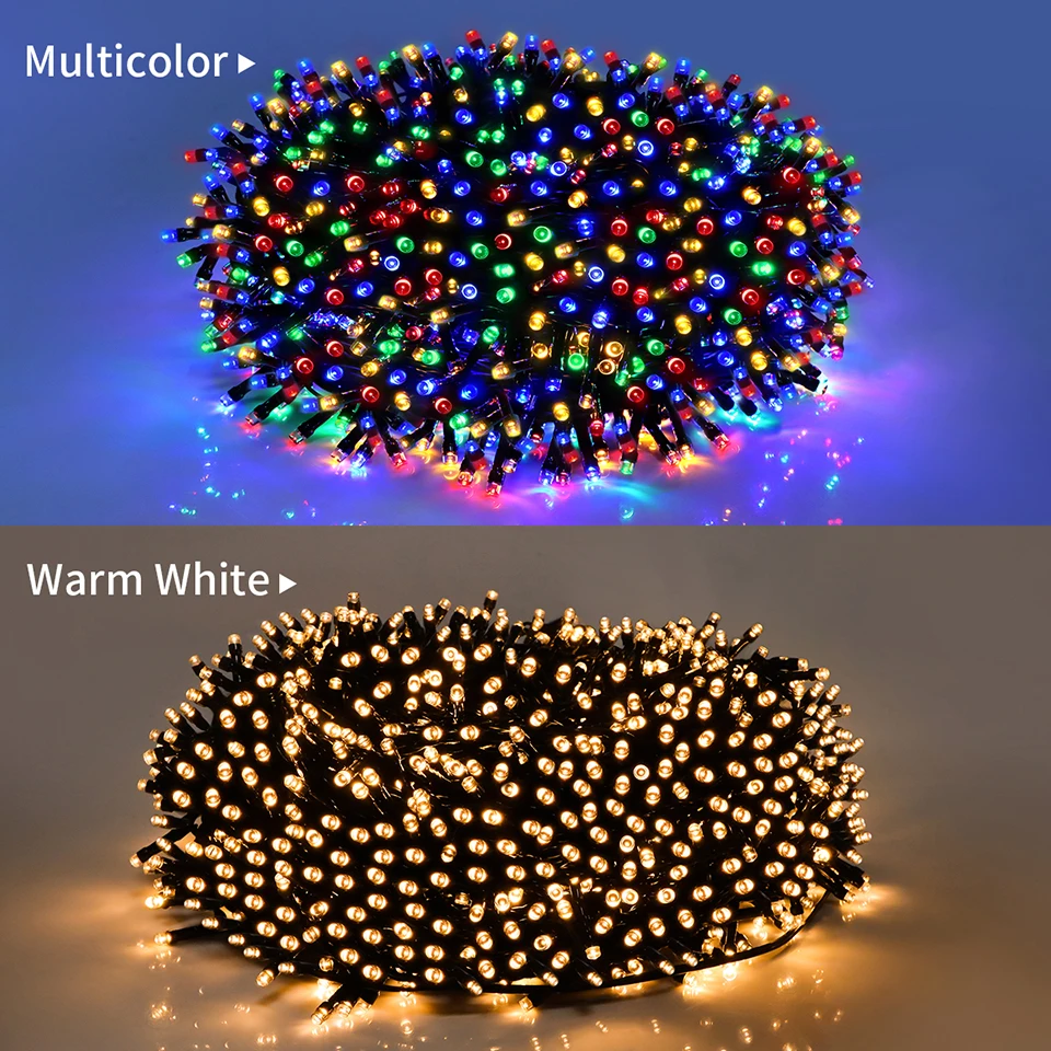 Guirnalda de luces Led de 10M, 20M, 30M, 50M, 100M, impermeable, decoración navideña al aire libre, luz de hadas para pa