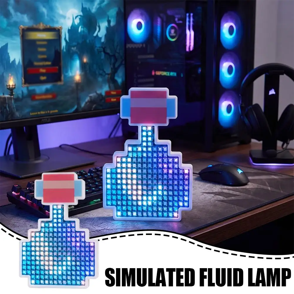 Pixel Potion Bottle Light Shake Sensing Dynamic Light Effect USB-C Charging Color LED Desk Lamp Gaming Room Decorative Ornament view 2