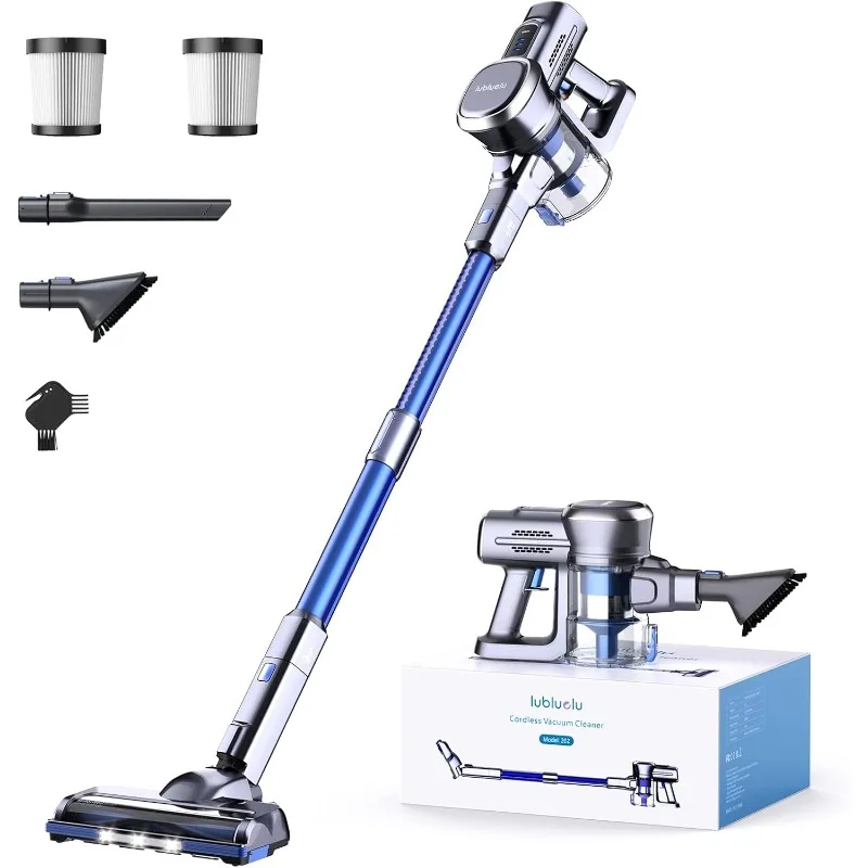 Lubluelu Cordless Vacuum Cleaner,25000Pa Cordless Stick Vacuum with 235W Brushless Motor, 50min Runtime, Detachable Battery