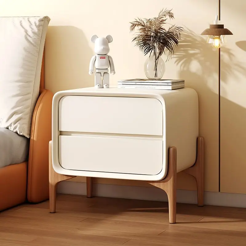 

Simple Light Luxury Bedroom Solid Wood Bedside Cabinet Italian Storage House Quiet Wind Bedside Cabinet Modern