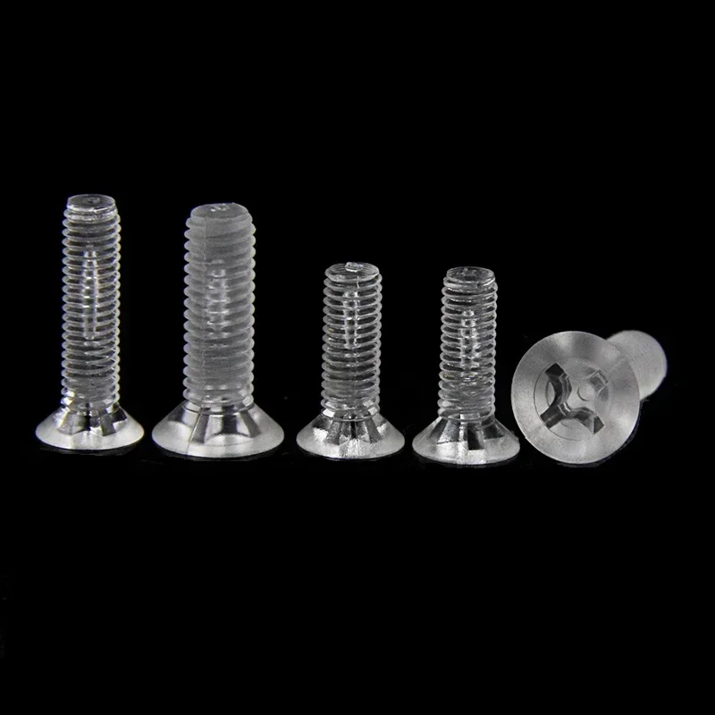 1000PCS  M3*4/5/6/8/10/12/16/20/25MM Transparent Acrylic Flat Cross Recessed Countersunk Head Machine Screws clear Screw Fastner
