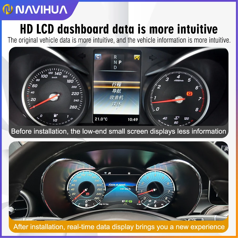 12.3 inch LCD Speedometer Digital Dashboard Cluster Carplay For Benz GLC 2015-2017 Years Auto Instrument Panel Cockpit