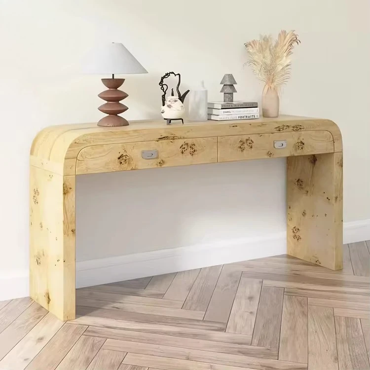 Nordic style villa bedroom wooden, vintage dresser with drawers, hotel tree tumor pattern luxury desk furniture