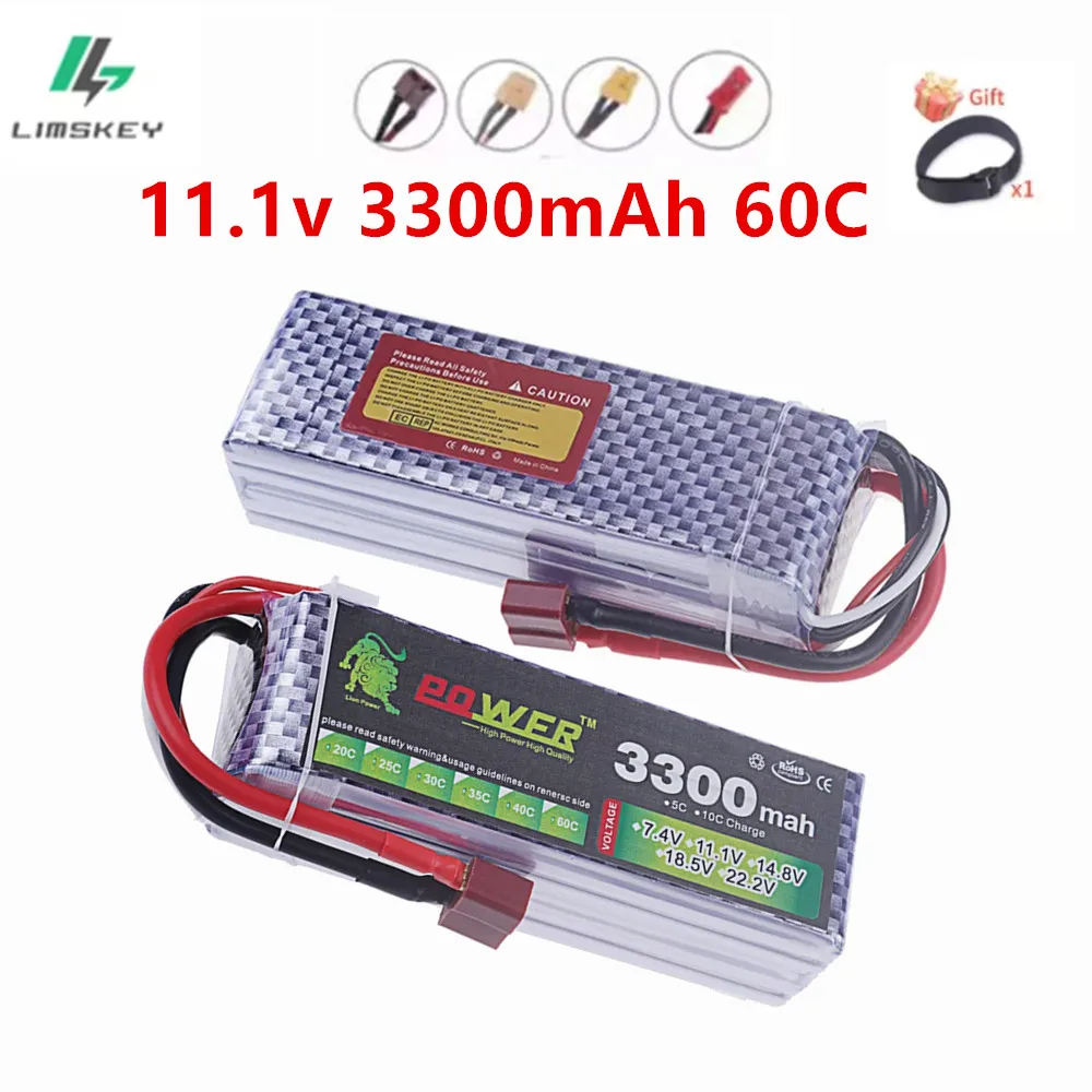 11.1V 3300mAh 3s 60C LiPo Battery For RC Helicopter Aircraft Quadcopter Cars Airplane With T JST XT30 XT60 Plug 3S 11.1v Battery