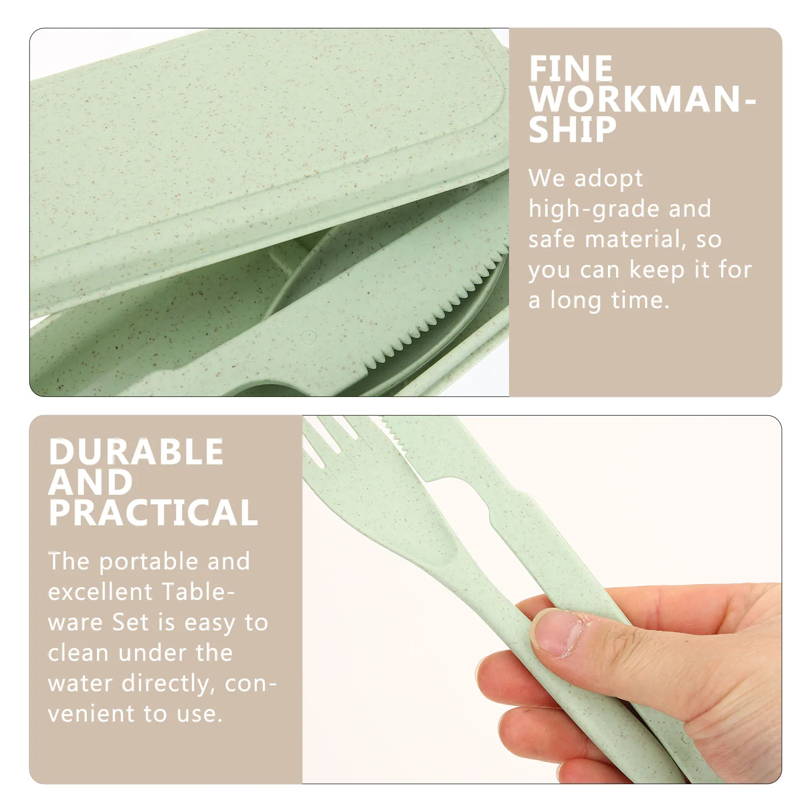 

2 Sets Portable Tableware Set Travel Camping Kitchen Utensils Plastic Titanium Spoon Fork Knife Easy Clean Nordic Style