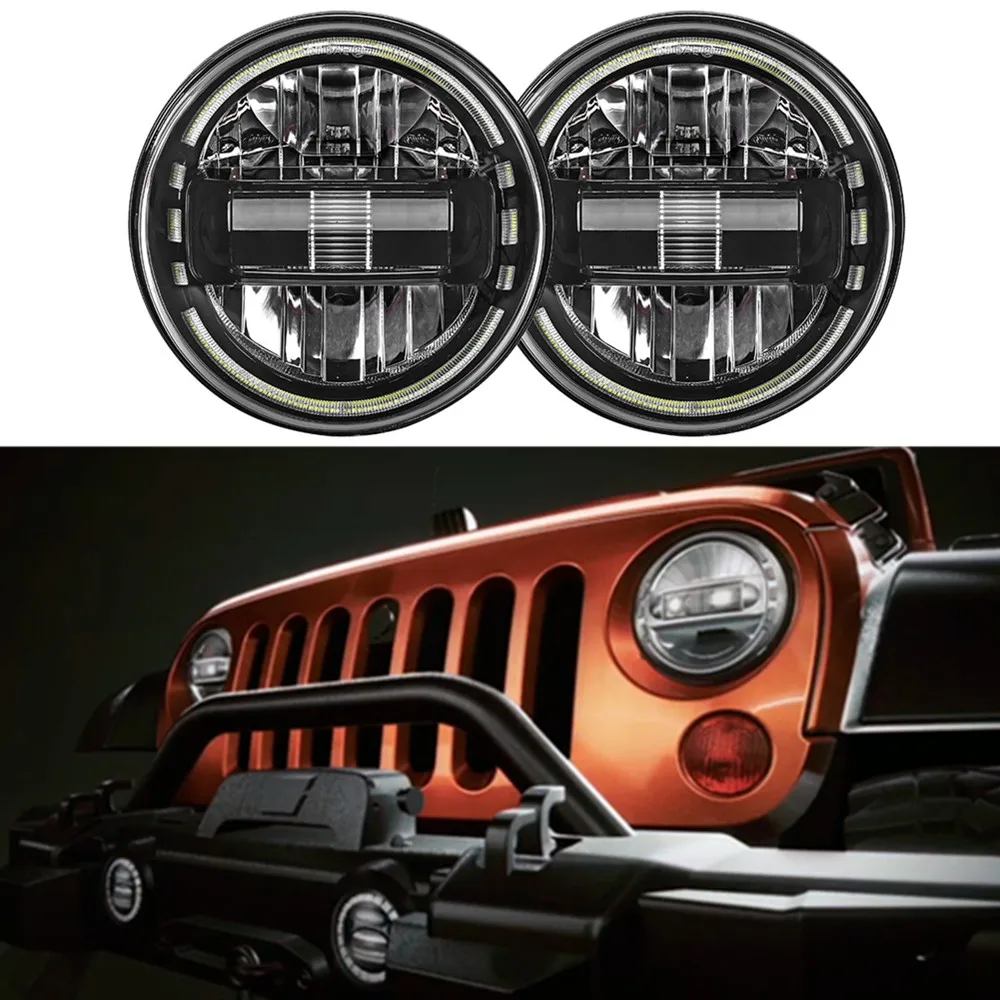 1 Pair Aluminum Alloy 7 Inch Front Led Headlight For Jeep Wrangler JK 2007-2017 J370