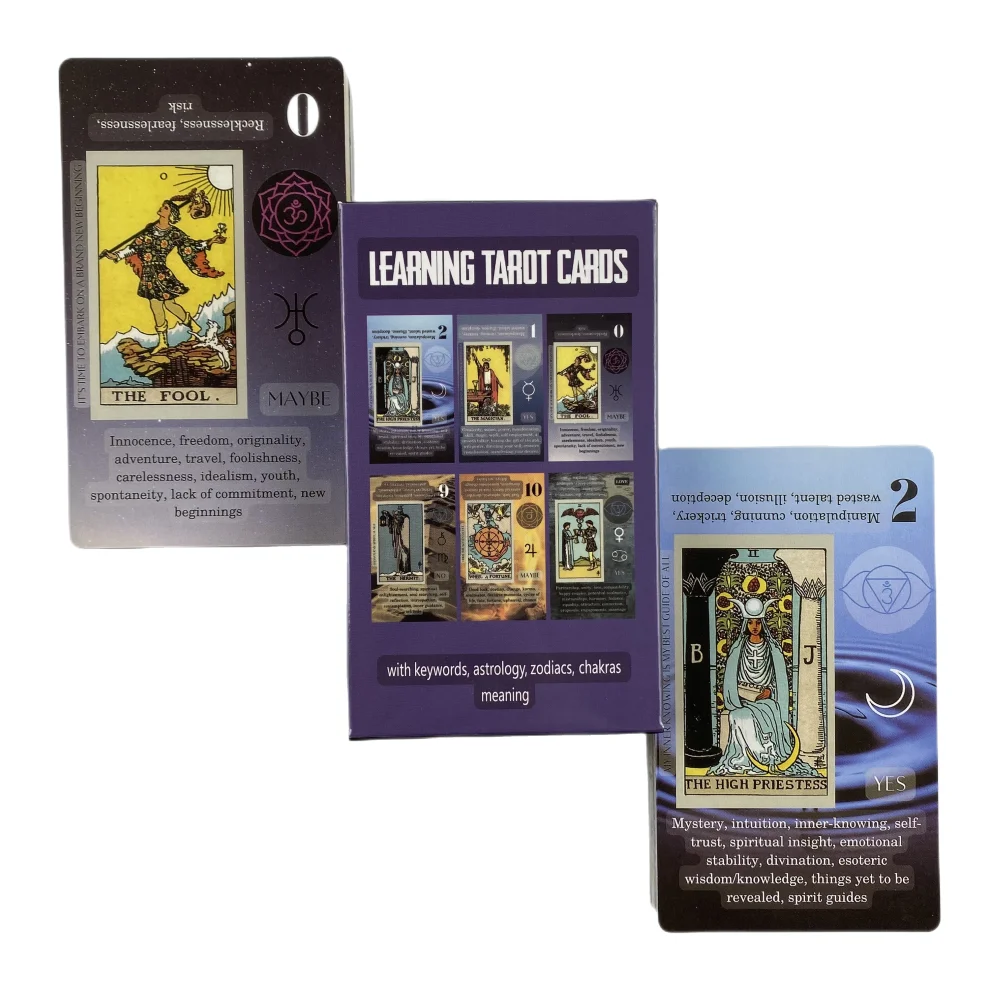 Tarot for Beginners Oracle with Meanings on the Cards Keywords Reversed Chakra Planet Zodiac Element Medium Size Lean Spanish