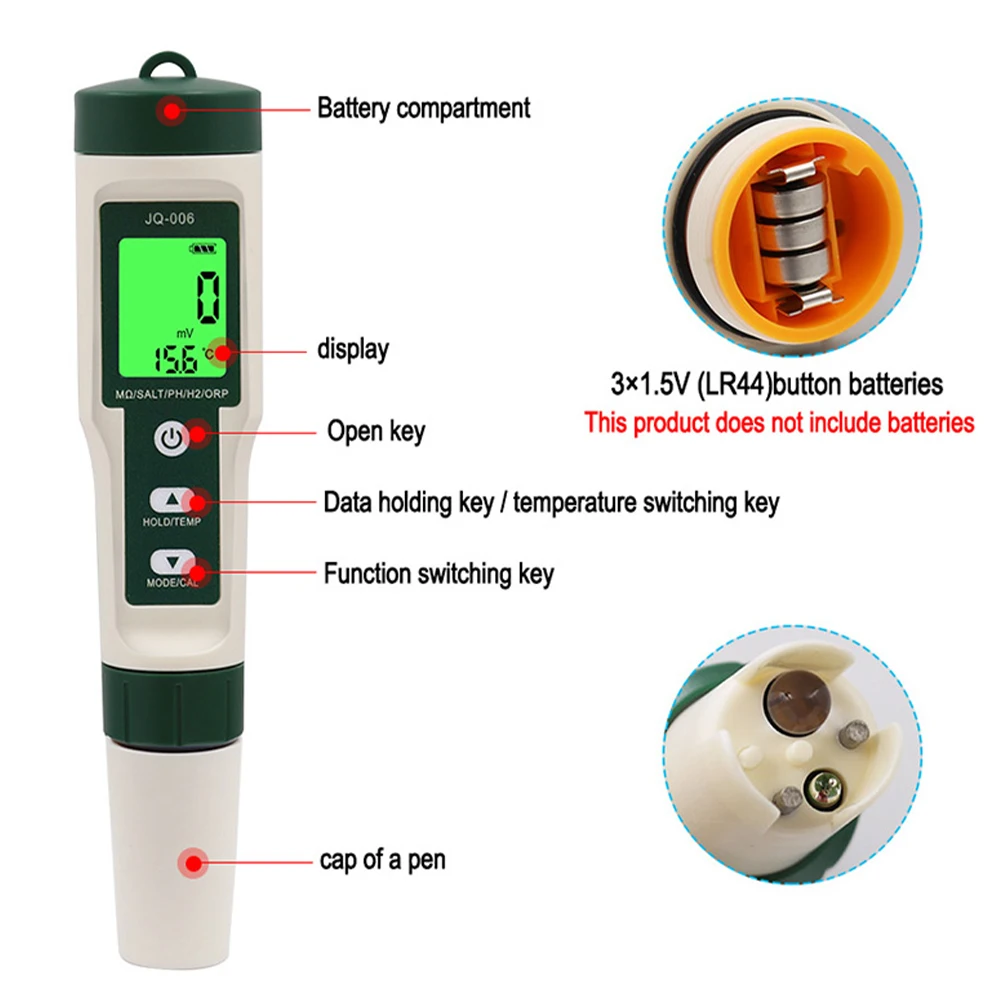 New 10 in 1 Water Quality Tester PH/TDS/EC/SALT/TEMP/S.G/ORP/H2/Fertile/Resistivity Tester Pen For Aquarium Swimming Pool