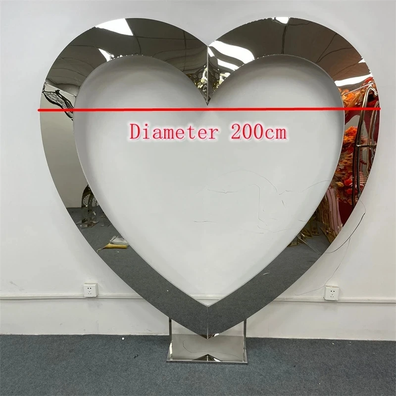 Wedding Prop Silver Heart shaped Stainless Steel Arch Party Stage Background Screen Welcome Area Decoration