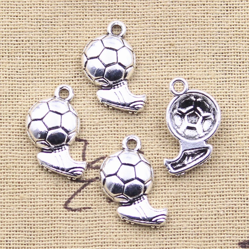 20pcs Charms Football Soccer Shoes 20x18mm Antique Silver Color Pendants DIY Crafts Making Findings Handmade Tibetan Jewelry